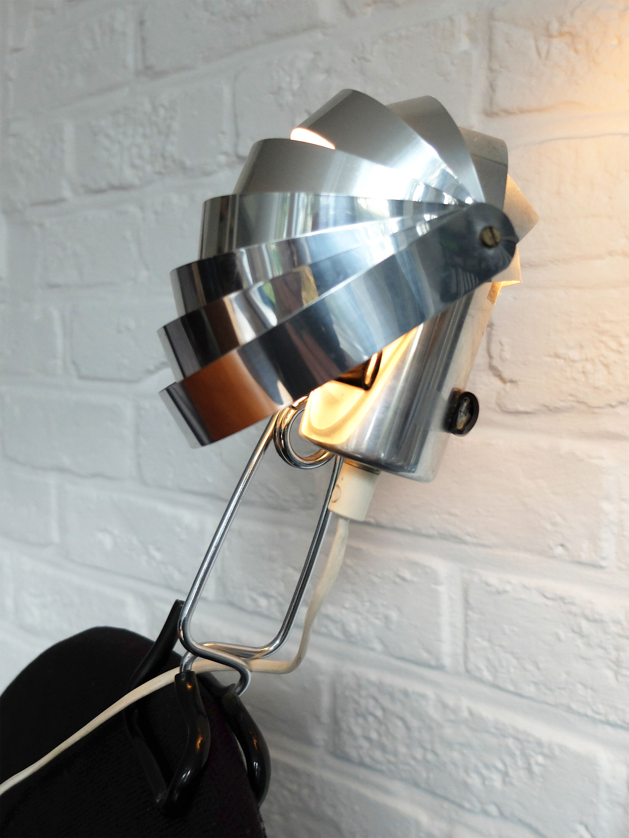 Adjustable metal clip lamp, fan, 1980s
