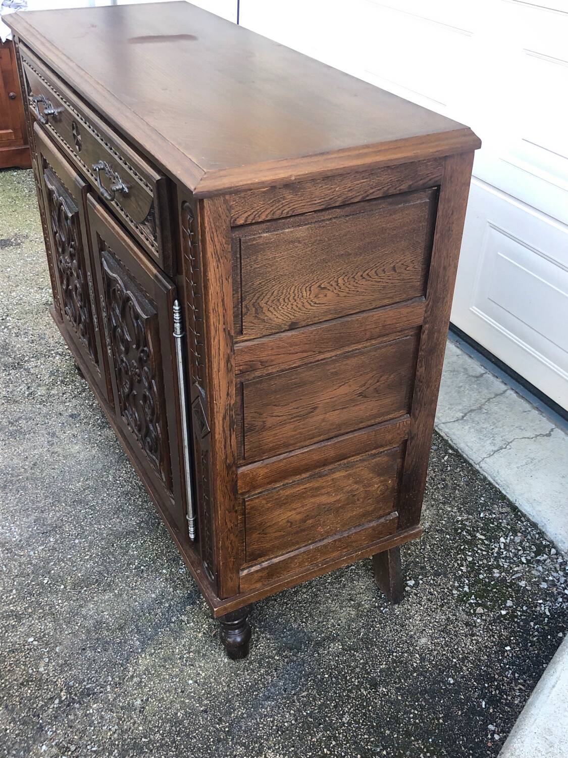 Antique solid wood sideboard with drawers and two doors