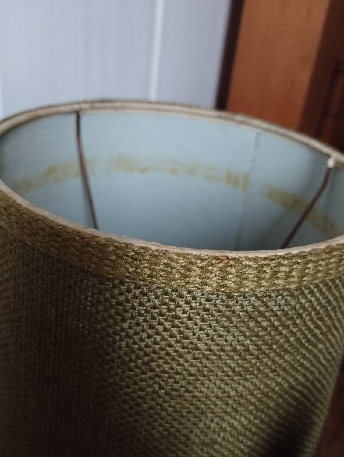 Lamp to table foot ball wood, lampshade jute khaki