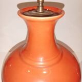 Pair of old ceramic vase lamp bases in orange gourd shape