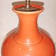 Pair of lamp bases, antique ceramic vases in gourd shape, orange.