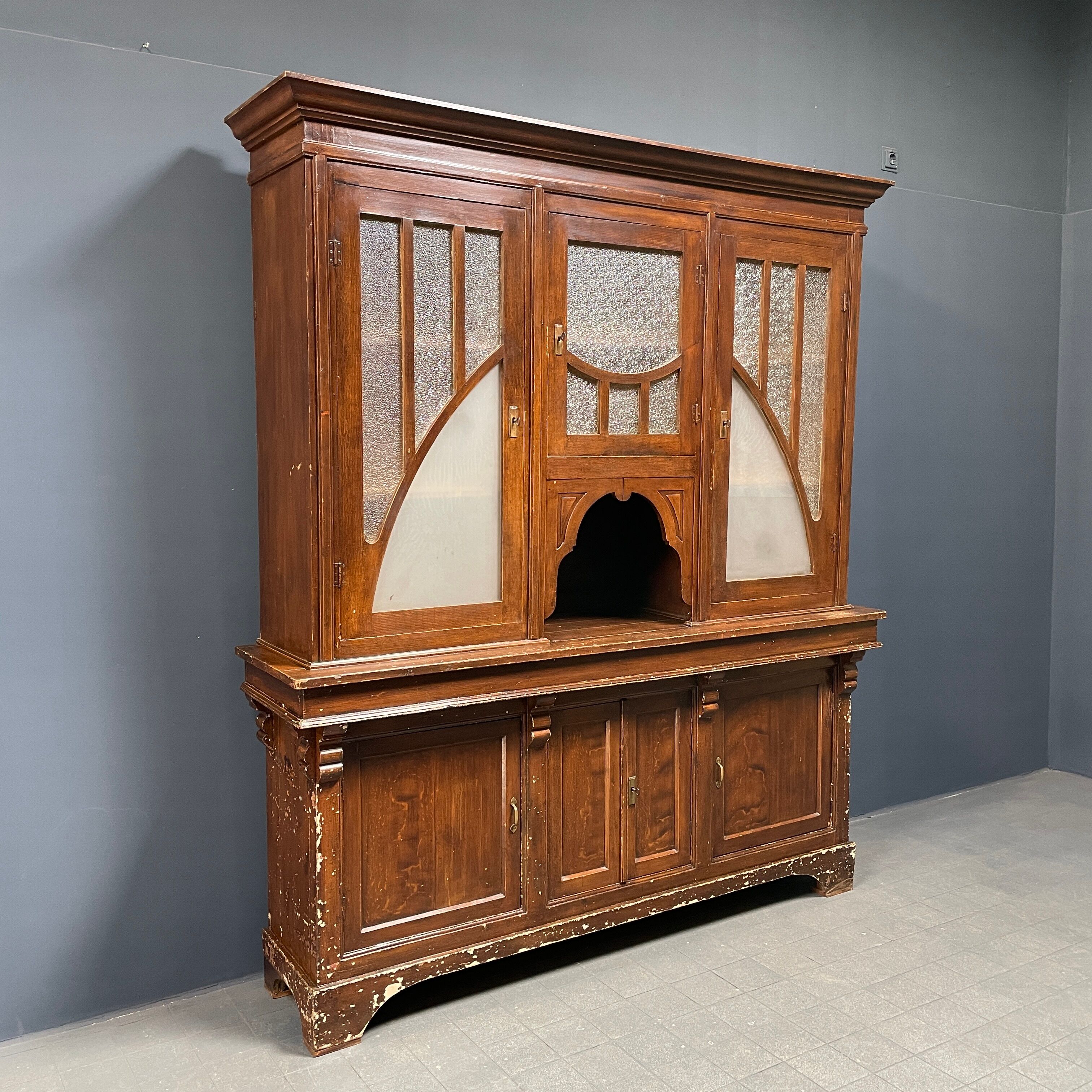 Large art deco cafe cabinet from Belgium, 1920s.