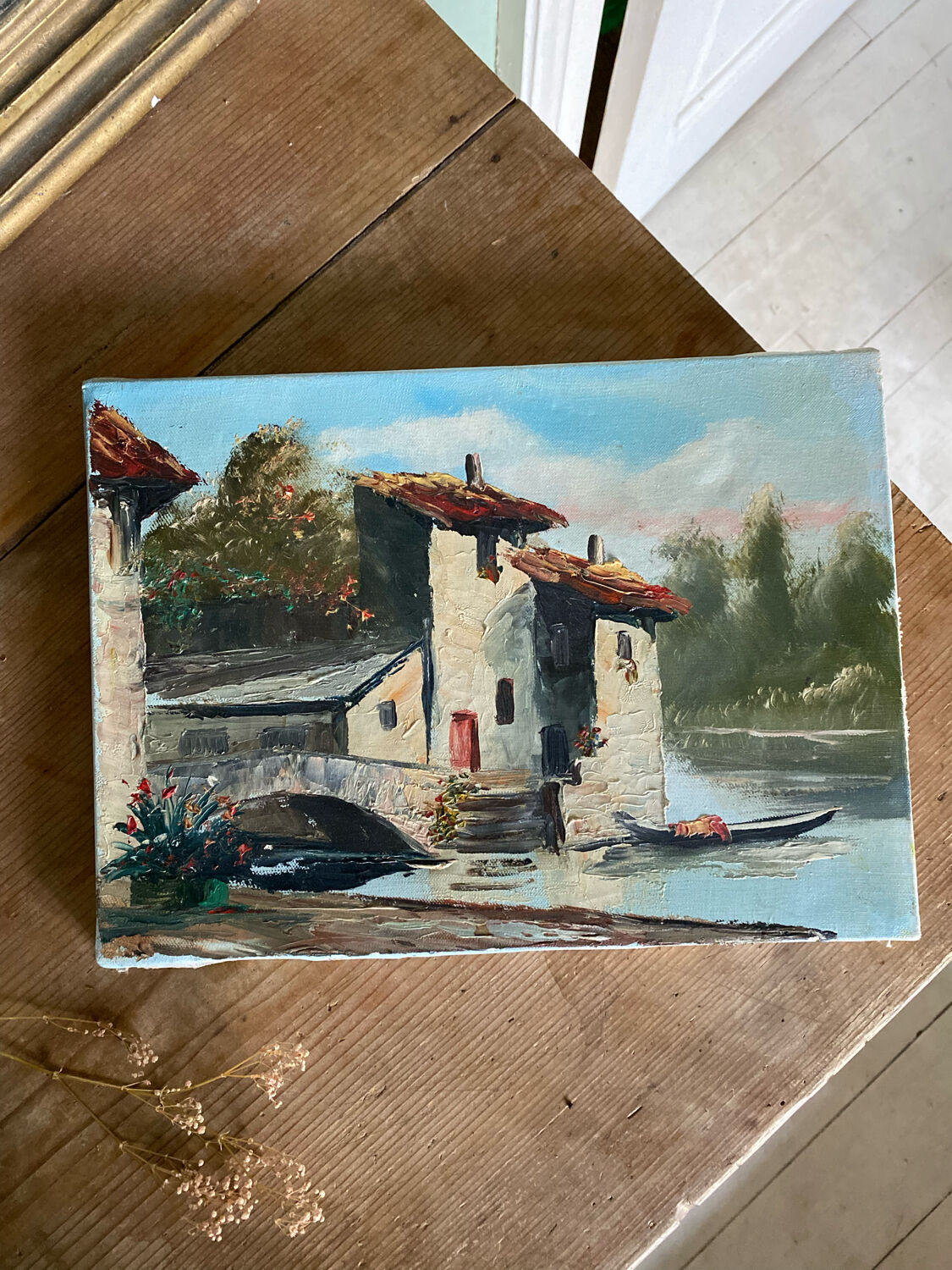 Painting landscape painting on canvas