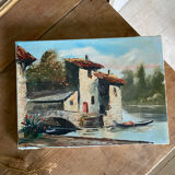 Painting landscape painting on canvas