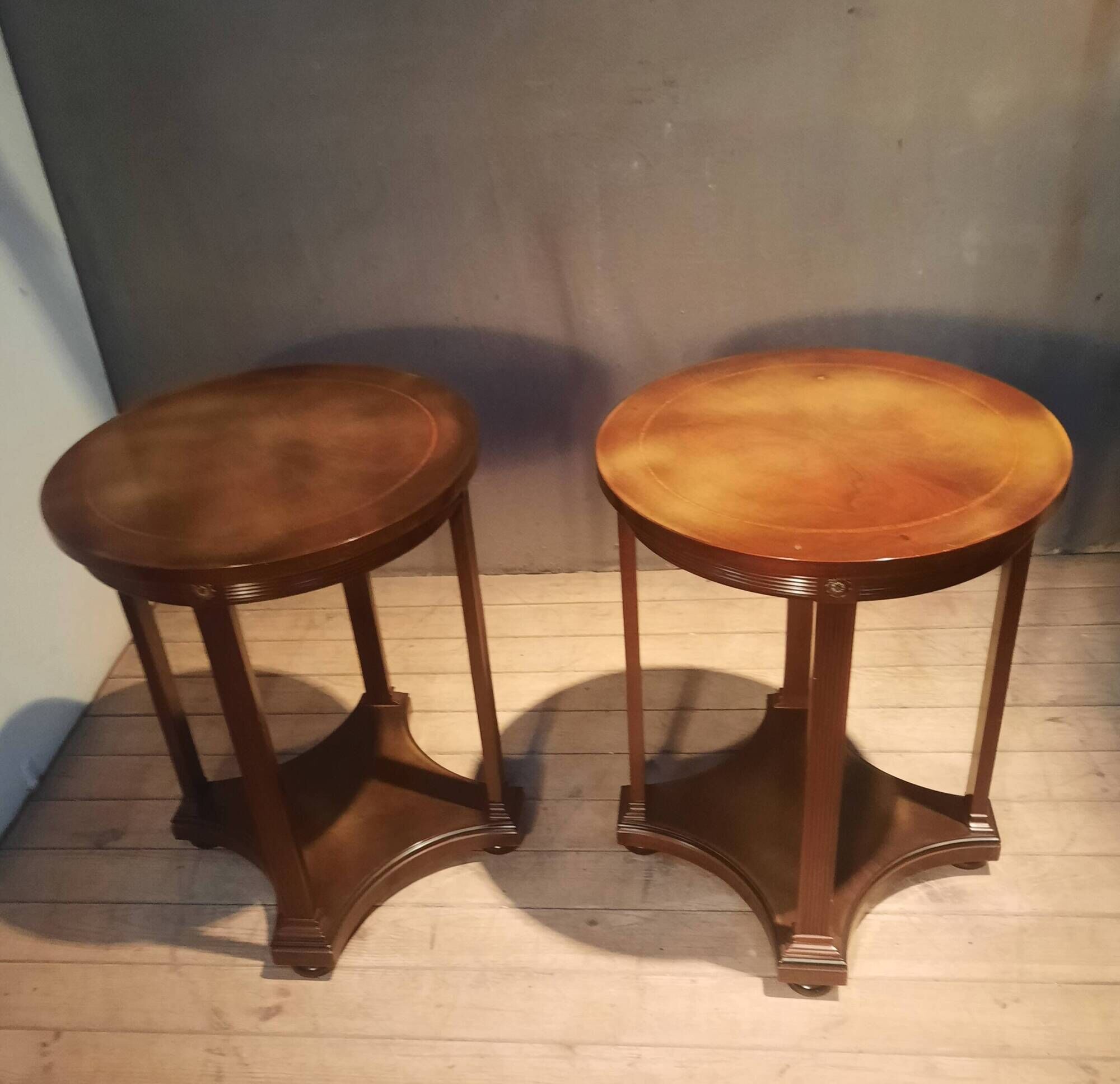 Pair of circular side tables.