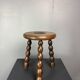 Midcentury bobbin wood turned stool, Charles Dudouyt style, France, 1950s