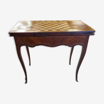 Table a jeux plateau damier en marqueterie