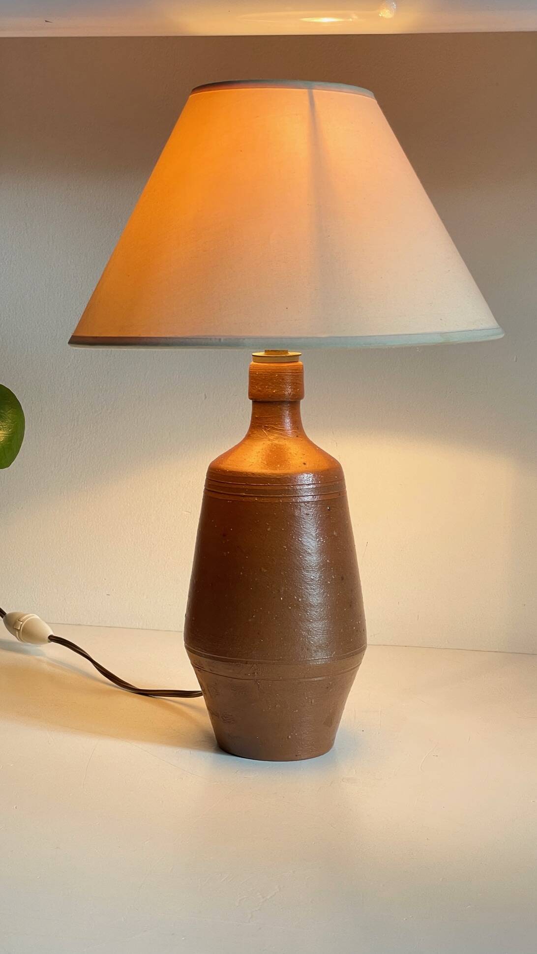 Vintage glazed stoneware lamp from Portugal.