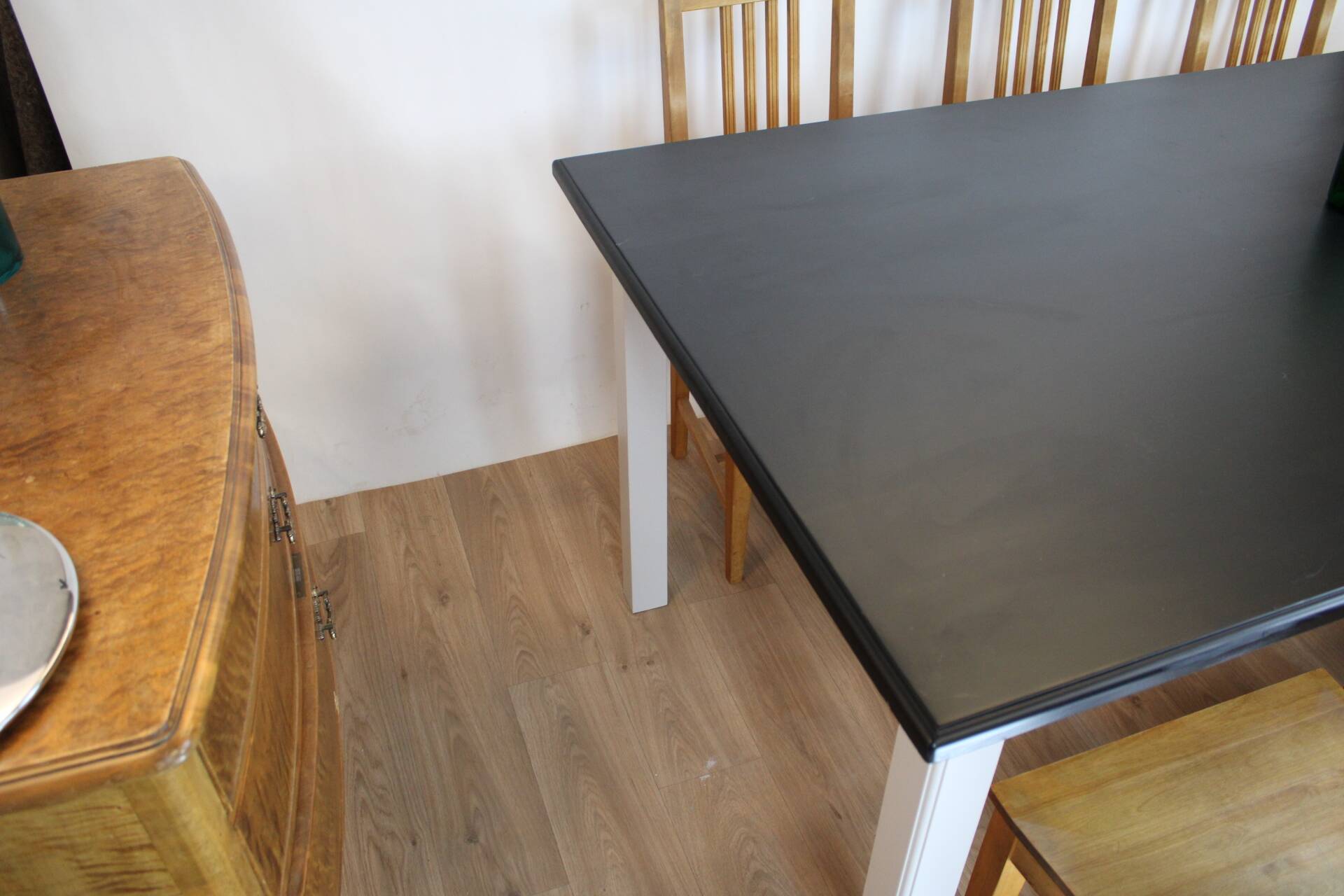 Vintage 180 cm suede dining table