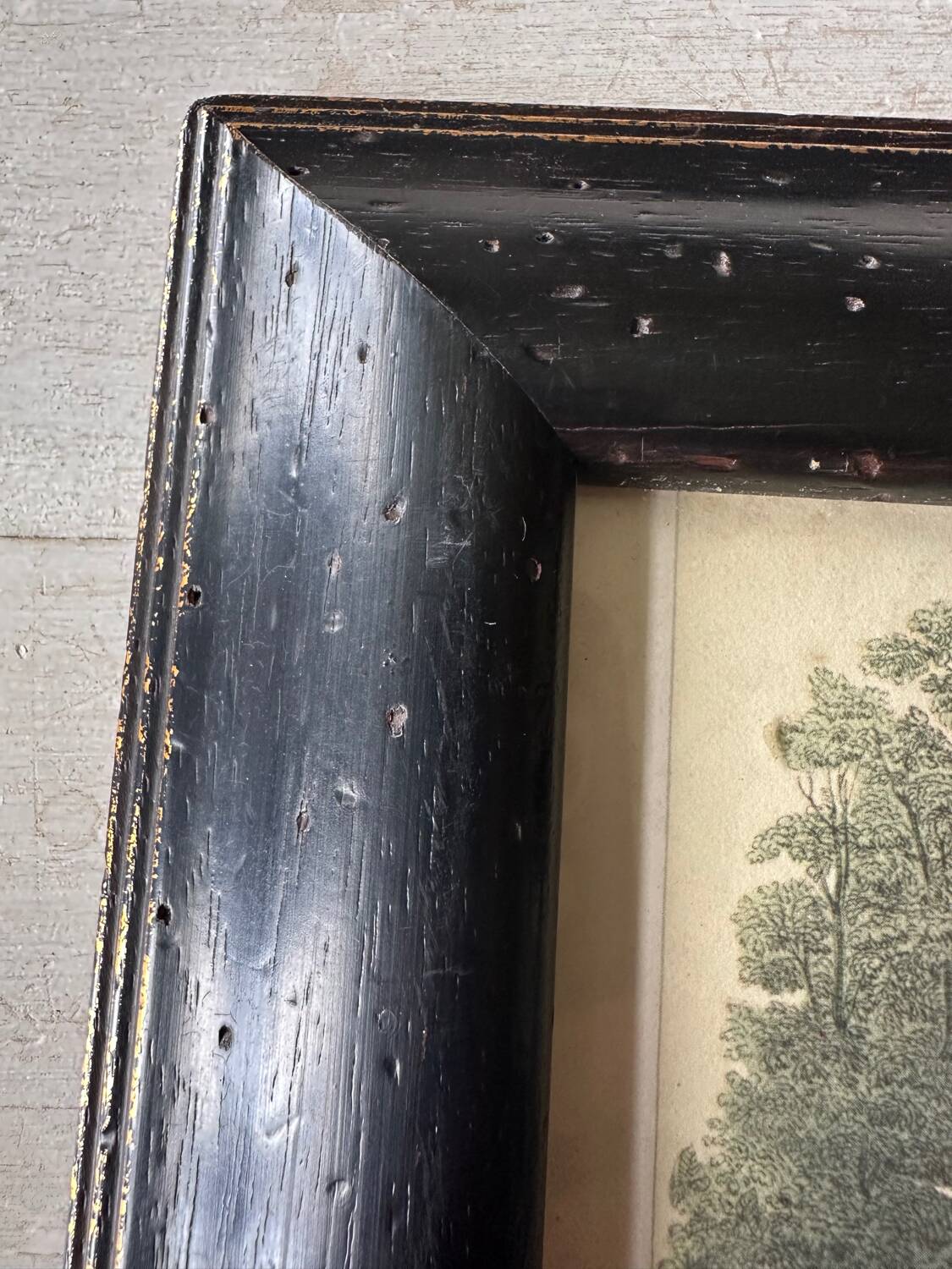 Old illustration in old black and gold frame