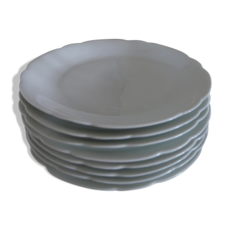 8 flat plates Alfred Hache & C°-V- White Porcelain