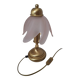 F. Fabbian Italy Pink Frosted Glass Petal Table Lamp, Murano Style, 1980s