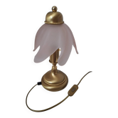 Lampe de table en verre dépoli rose en forme de pétale F. Fabbian Italie, style Murano, années 1980.