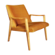 Scandinavian-designed chair in solid beech and mustard velvet