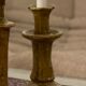 Tamegroute candlestick candlestick enamelled yellow ochre S H15 cm