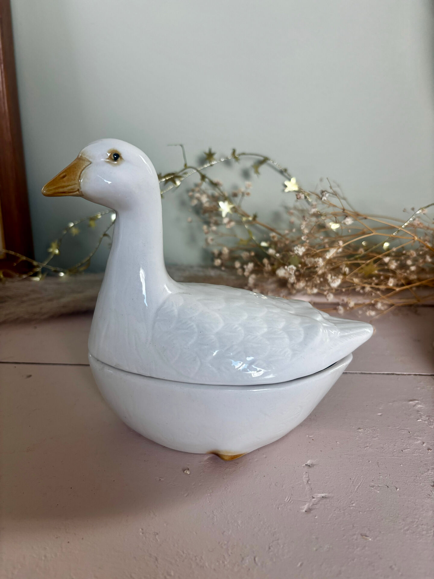 Small zoomorphic terrine, goose slipware, Michel Caugant