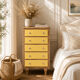 Chiffonnier art déco chêne brut et jaune