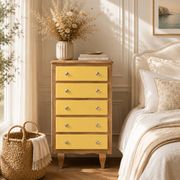 Art Deco chest of drawers in raw oak and yellow