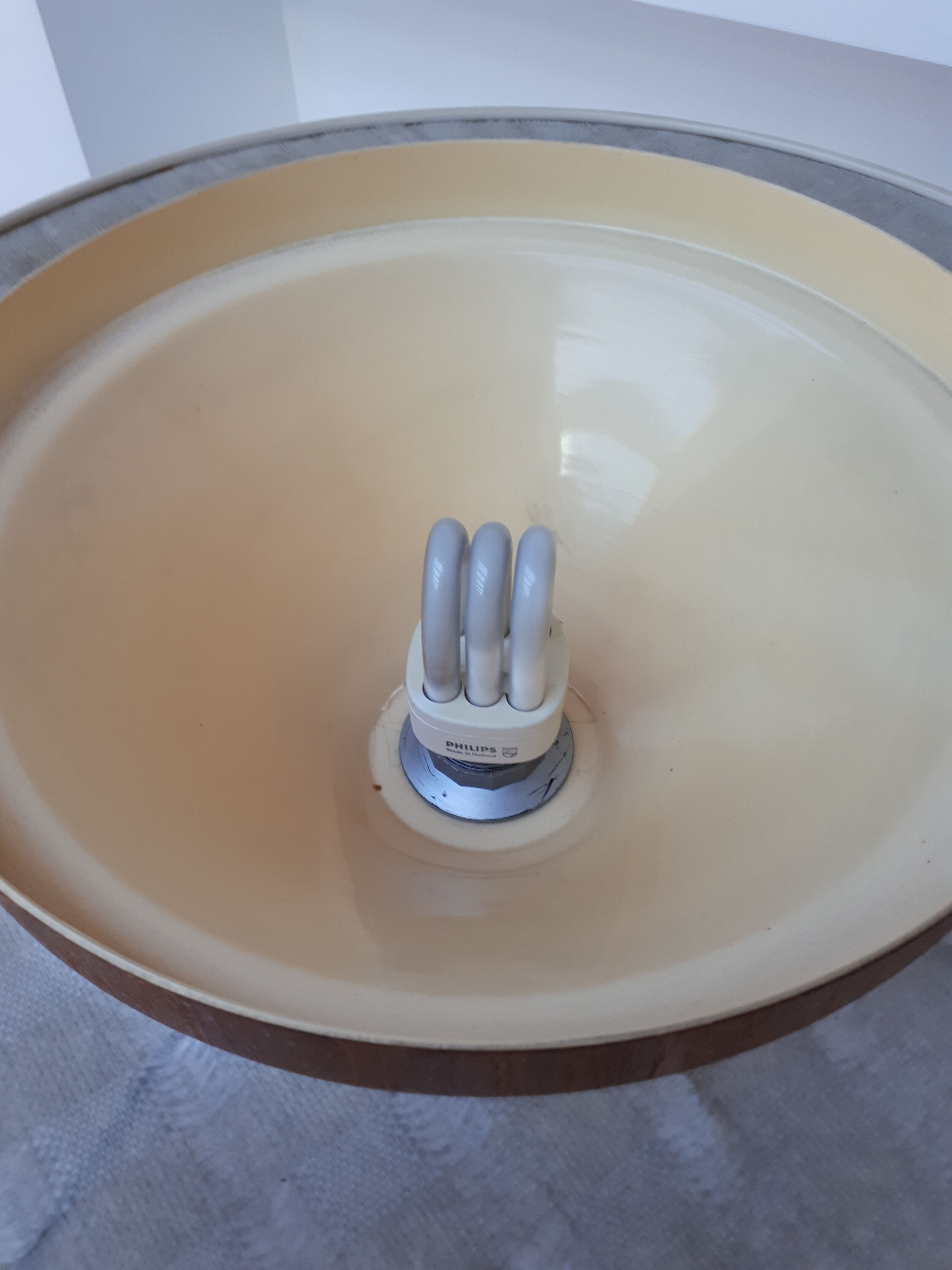 Lampadaire scandinave cuivre et teck