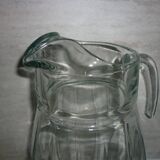 Vintage transparent molded glass carafe with handle