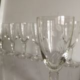 Set of 6 wine glasses etched on foot