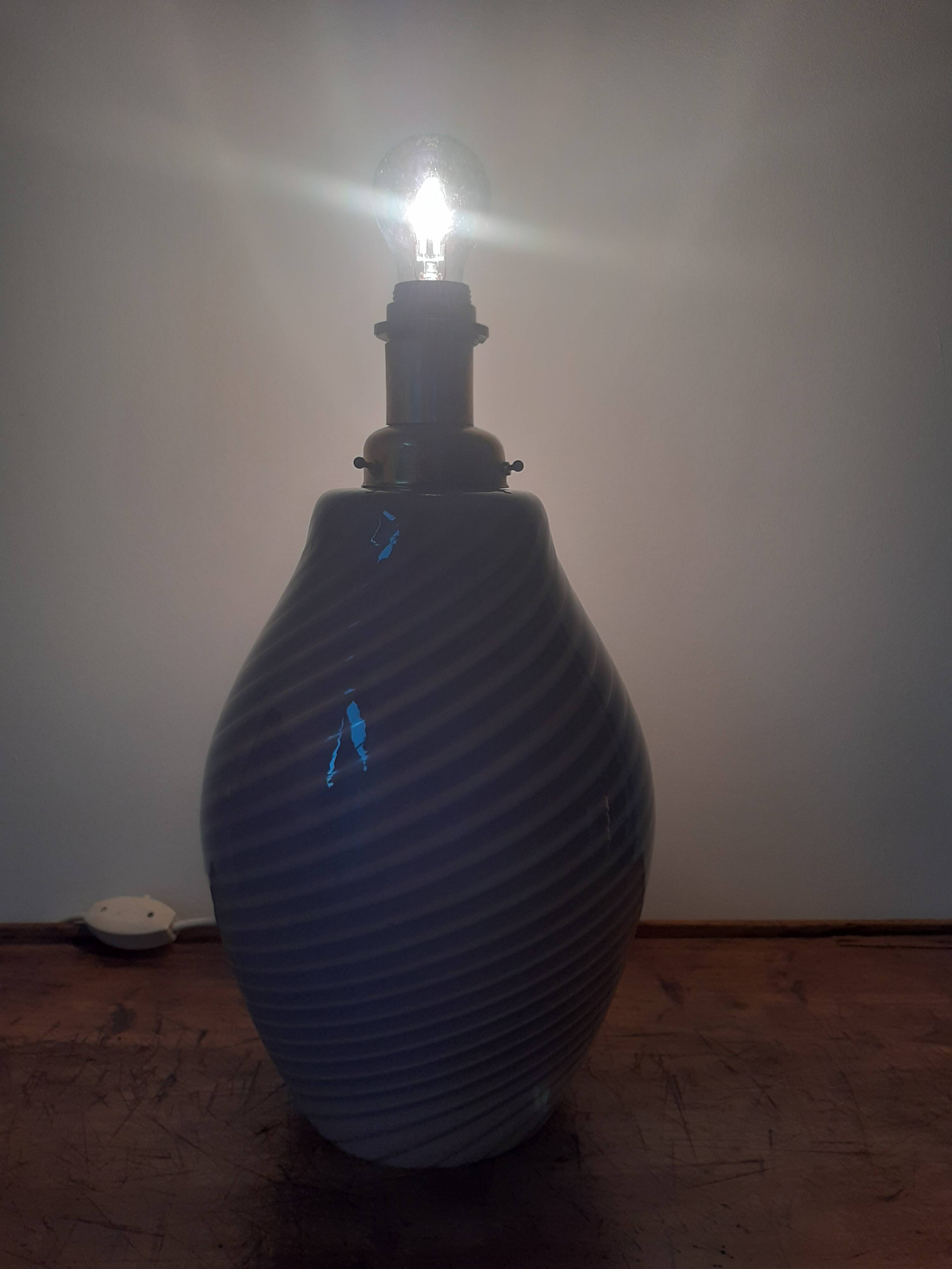 Murano glass lamp with ribbed pattern, 1970s