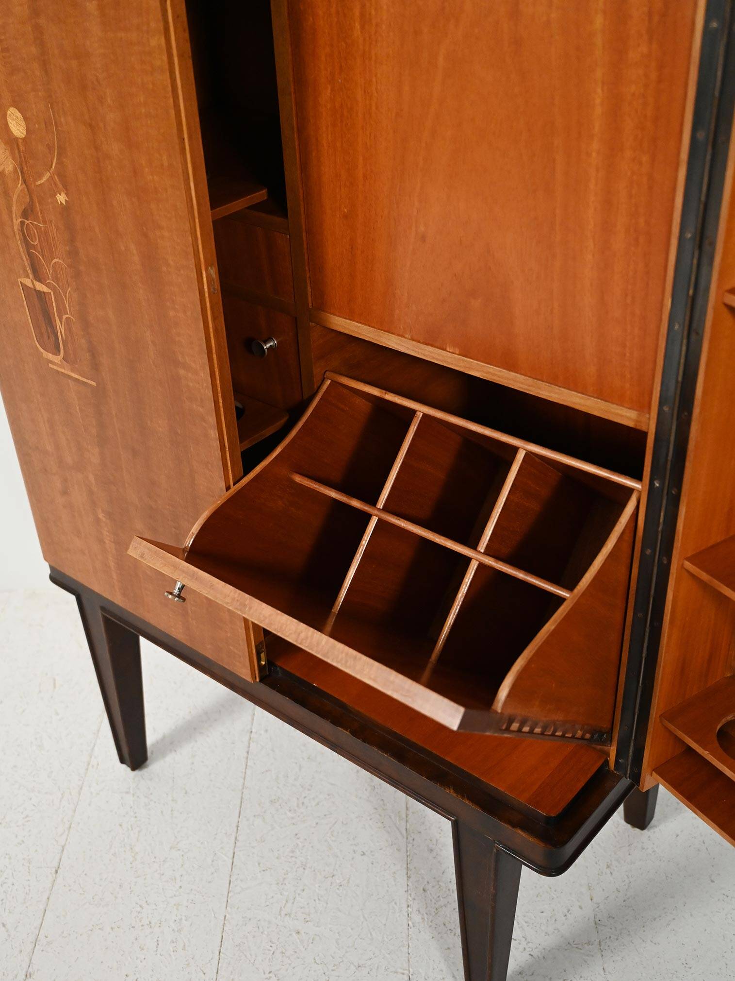 Scandinavian 1940s bar cabinet with inlays