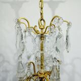 12-light bronze and crystal cage chandelier