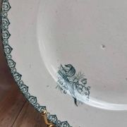 Large round antique ironstone plate, Saint-Amandinoise – Model Lily of the Valley