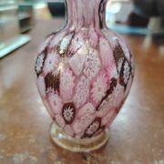 Petit vase soliflore Murano Millefiori et inclusions d'or – 1960
