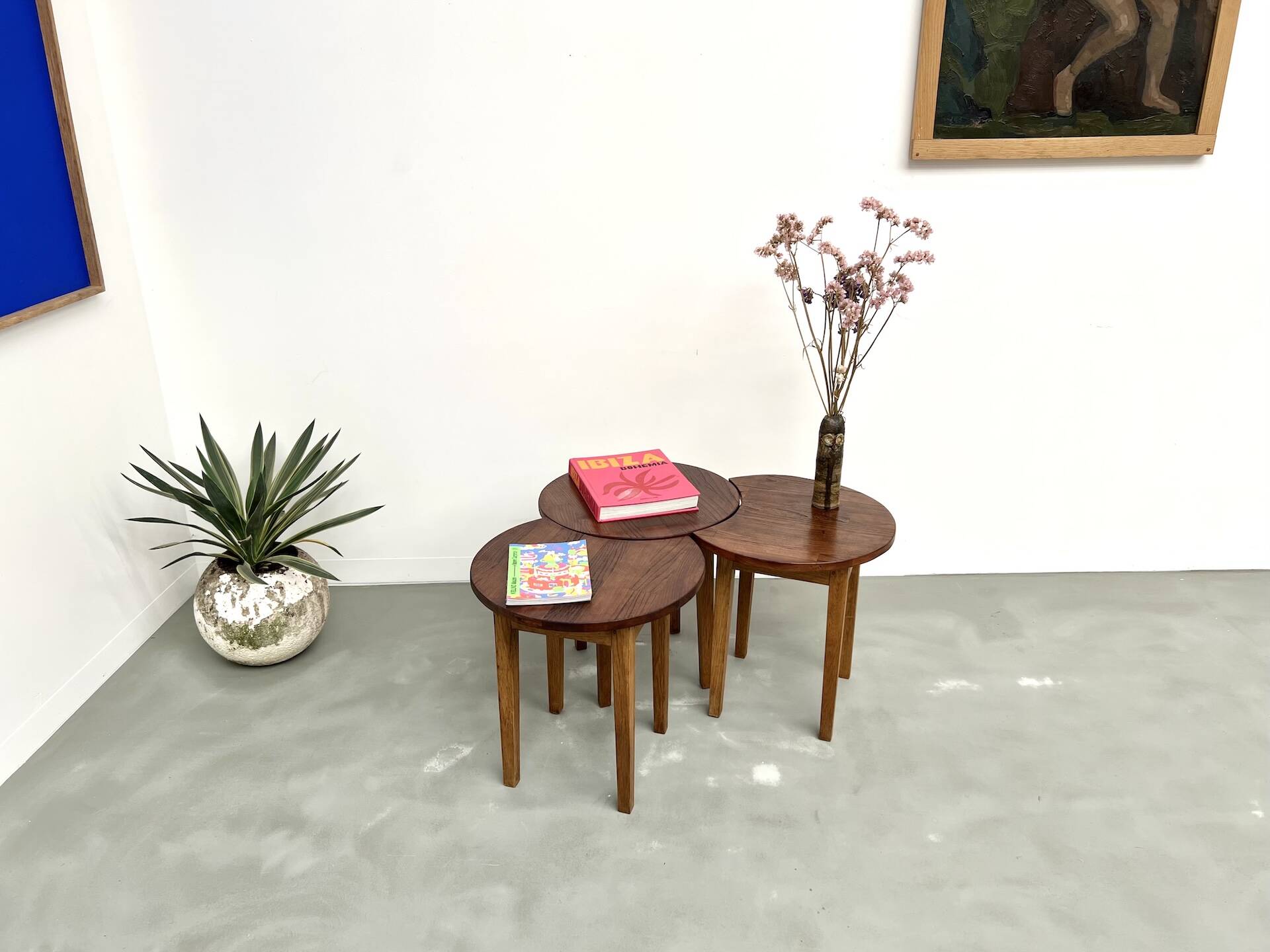 Set of 3 half-moon coffee tables, Denmark, 1960s