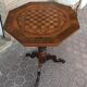 Table ancienne incrustée, jeu de dames, jeu d'échecs, Italie du XIXe siècle
