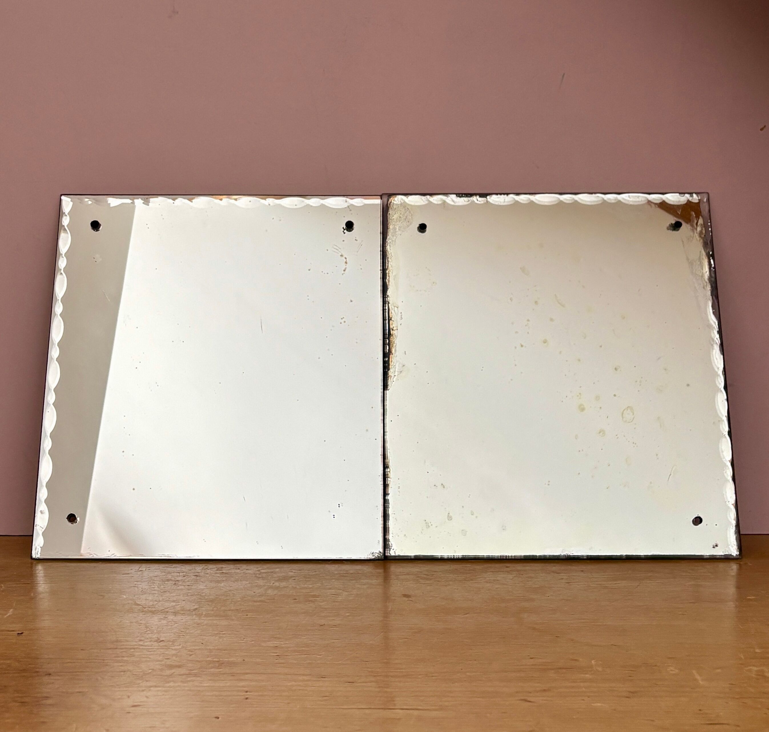 Set of 2 antique bevelled mirrors