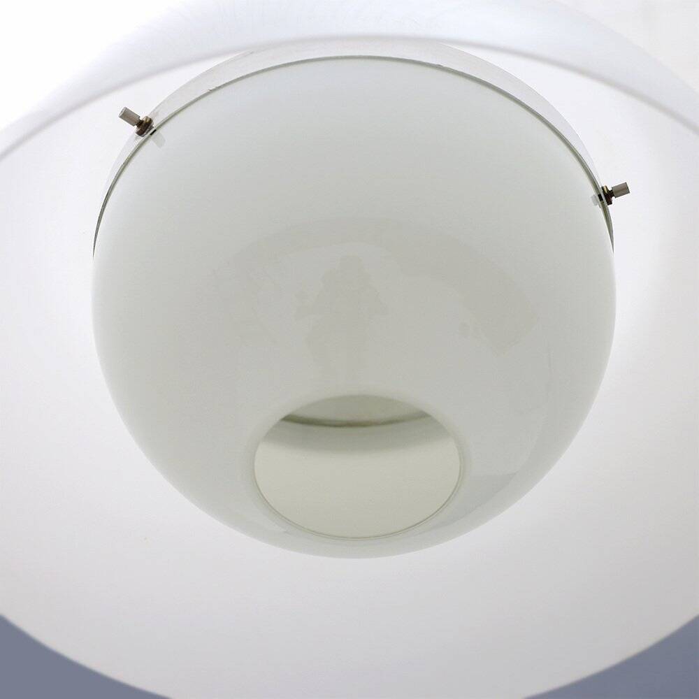 Chrome metal suspension, methacrylate and white glass, 1960s