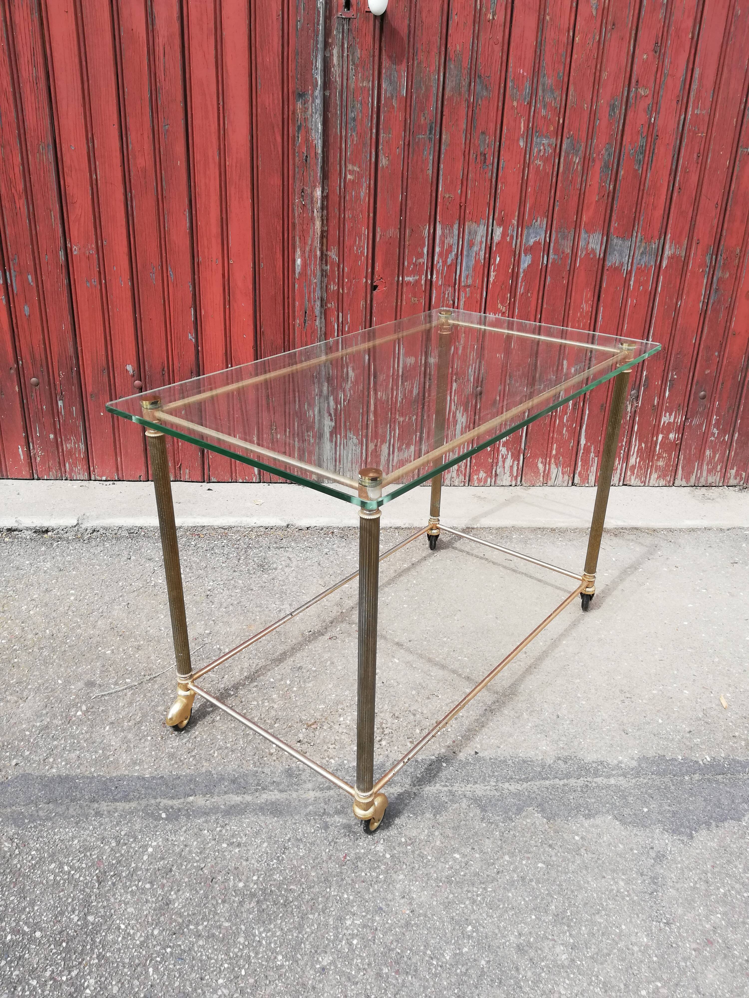 Brass and glass coffee table