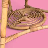 Pair of rattan tripod coffee tables 1950