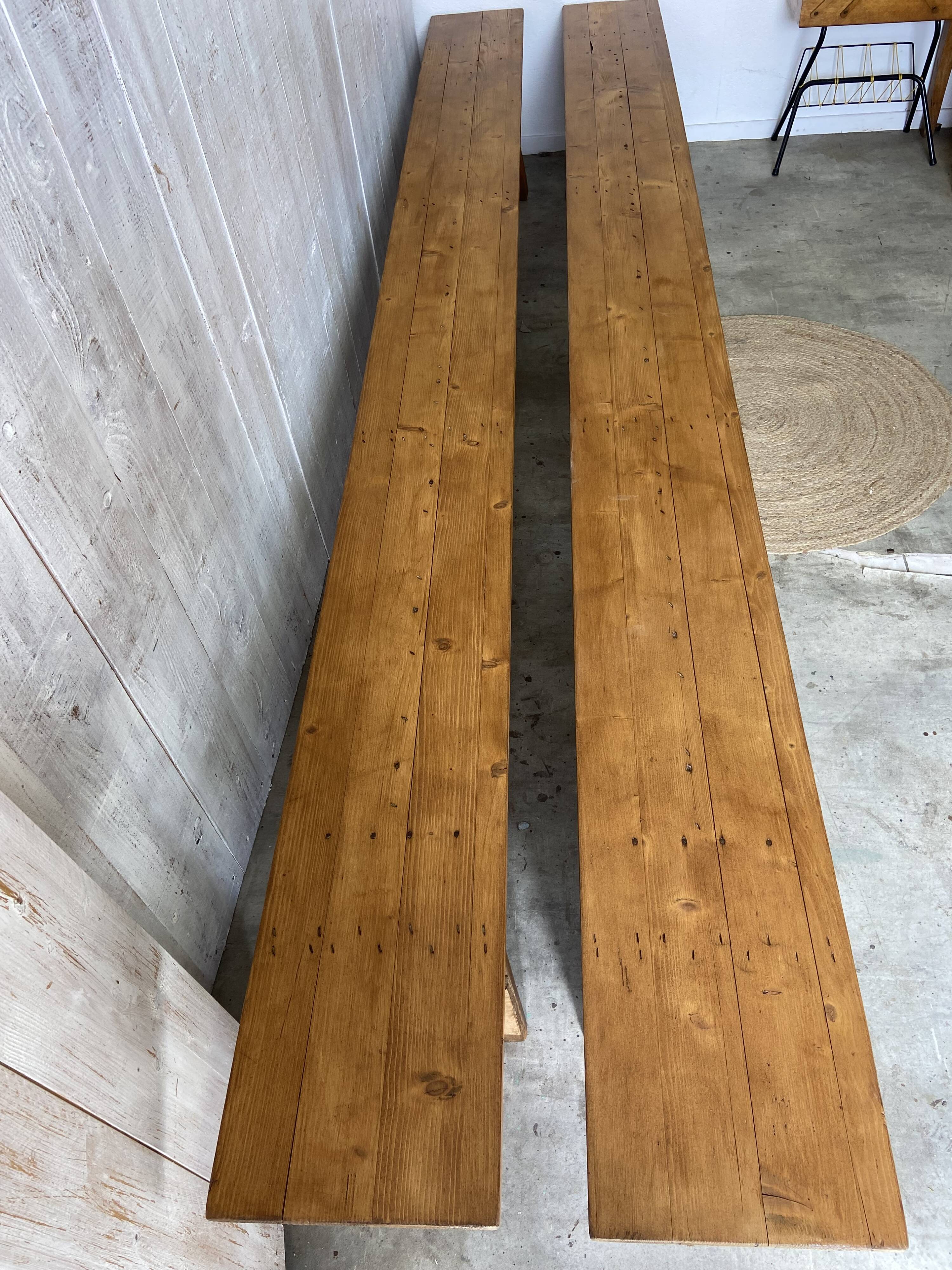 Pair of antique farm benches