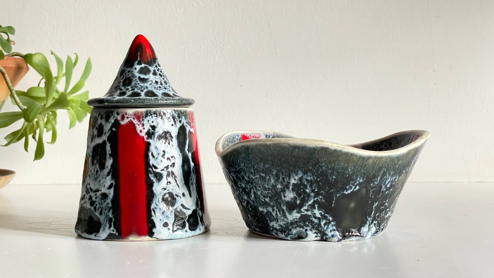 Vintage LUC VALLAURIS Ceramic Sugar Bowl