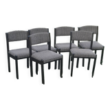 Vintage baumann chairs from the 60s upholstered. set of 6 antique chairs stamped bauman