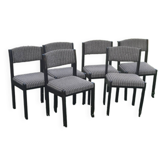 Vintage baumann chairs from the 60s upholstered. set of 6 antique chairs stamped bauman