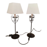 Pair of metal lamps with lampshade