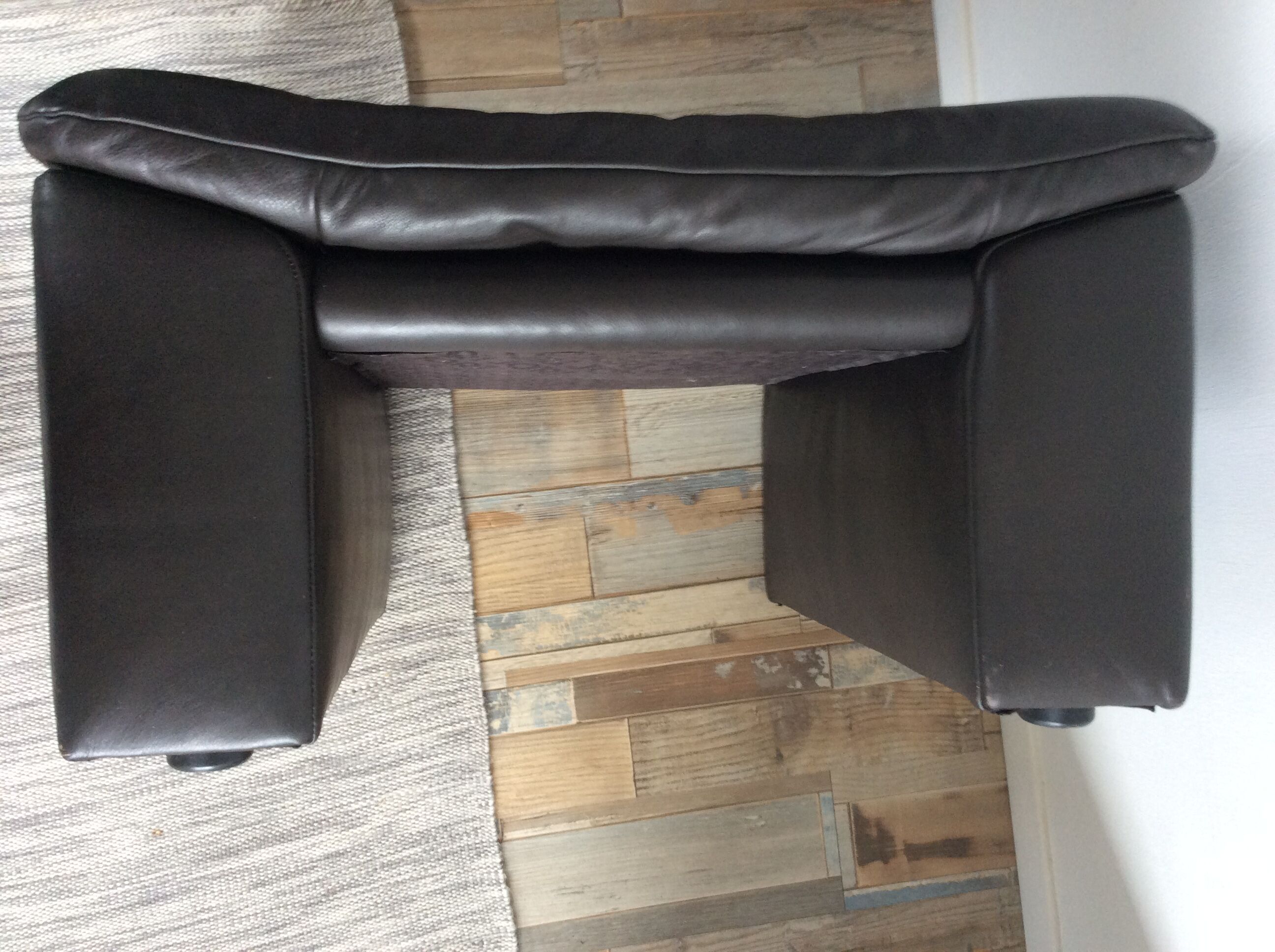 Pouf ottoman Jori en cuir des années 70-80