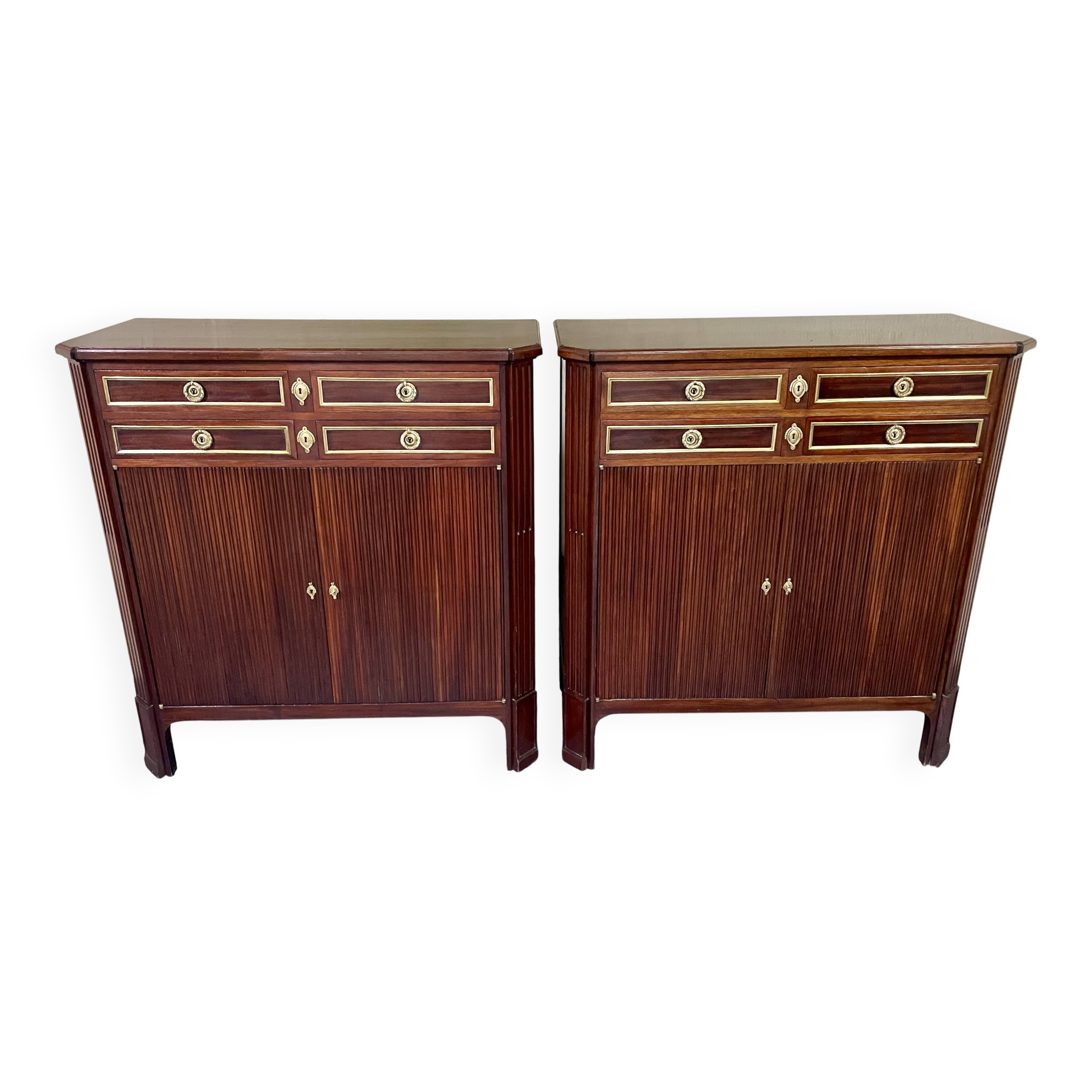 Pair of Louis XVI style mahogany sideboards