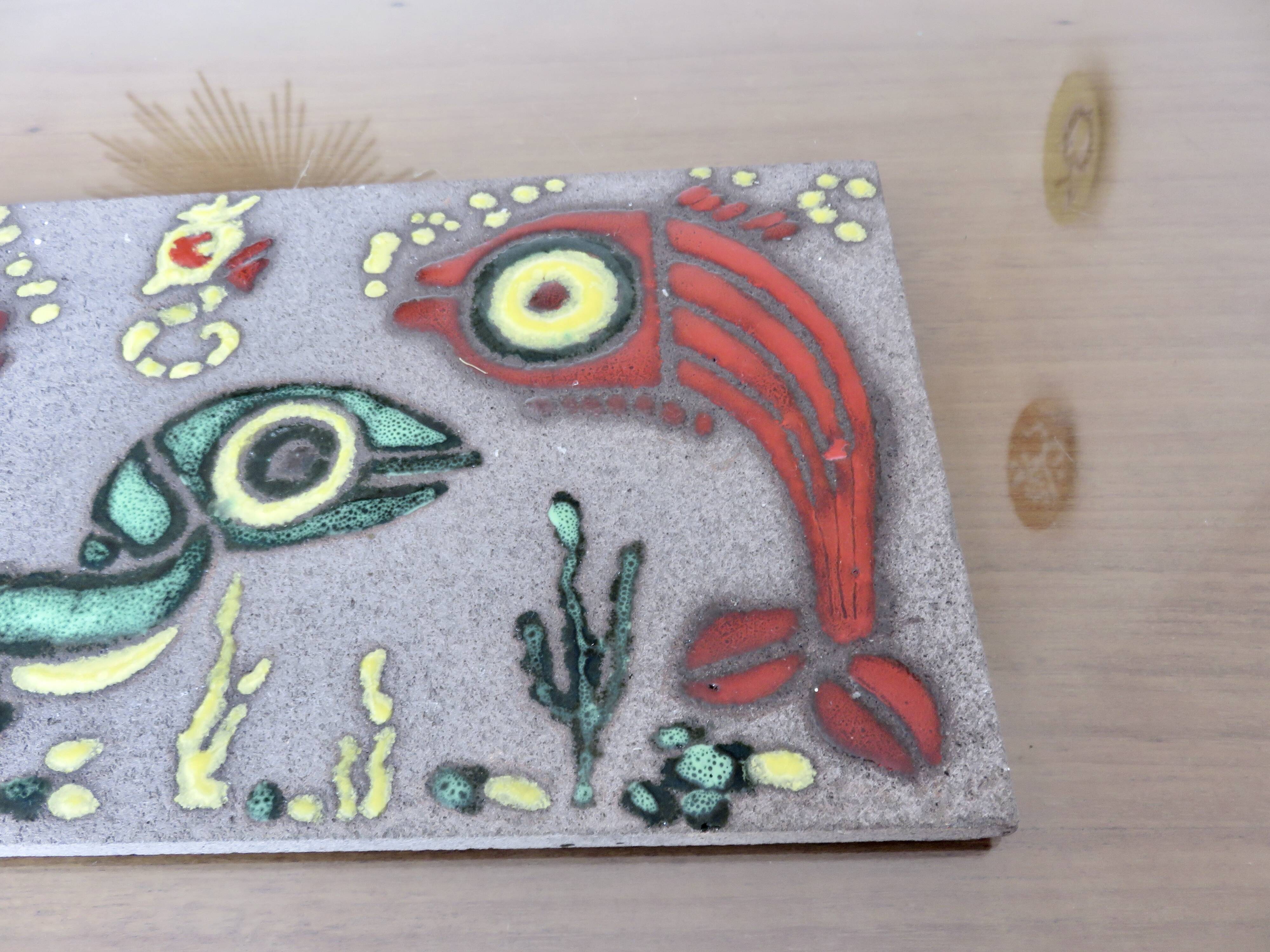 Plaque moderniste en lave émaillée, 1960