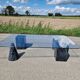 Vintage sculptural marble and glass coffee table from the 80s