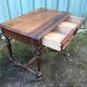 Vintage oak desk table with 2 drawers