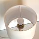 Lampe en laiton, abat-jour en tissu vert pastel, style art deco