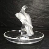 Lalique France – Satin-finished crystal dish with bird, vintage model