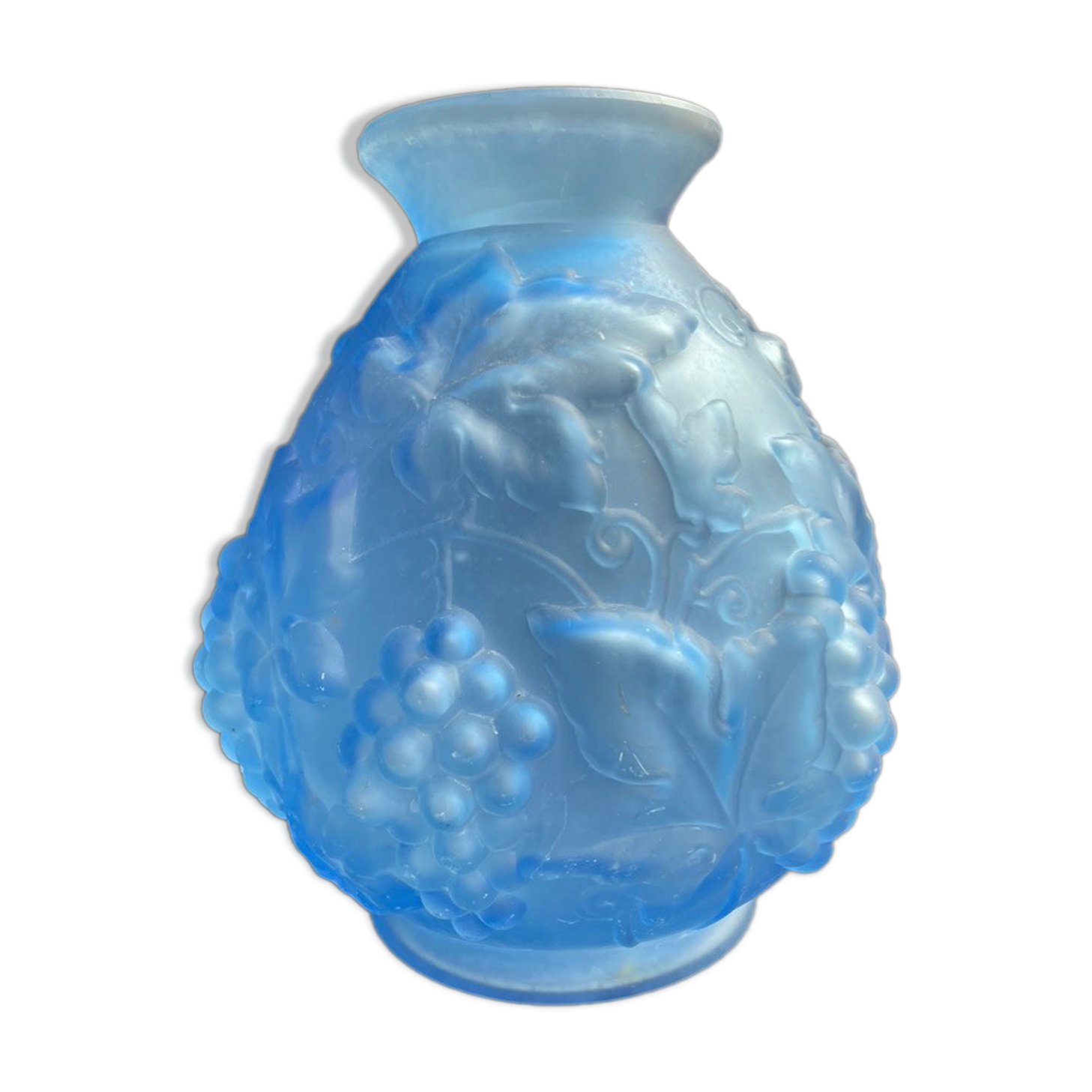 Blue Art Deco vase signed Etaleune Paris France