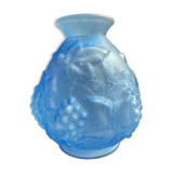 Blue Art Deco vase signed Etaleune Paris France